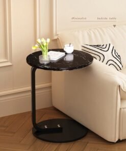WALALLA Round Sturdy Nordic Style Coffee Table Sofa Side Table End Table For Living Room 40*40*60cm