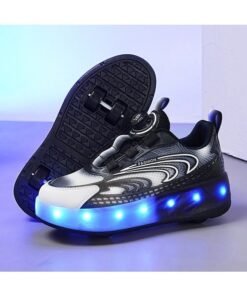 JOGAMS Kids Roller Skates LED Two Wheel Flash Stylish Shiny Sneaker Skates With Wheels and Lightning Soles for Easy Swivel Buckle Kids Shoes