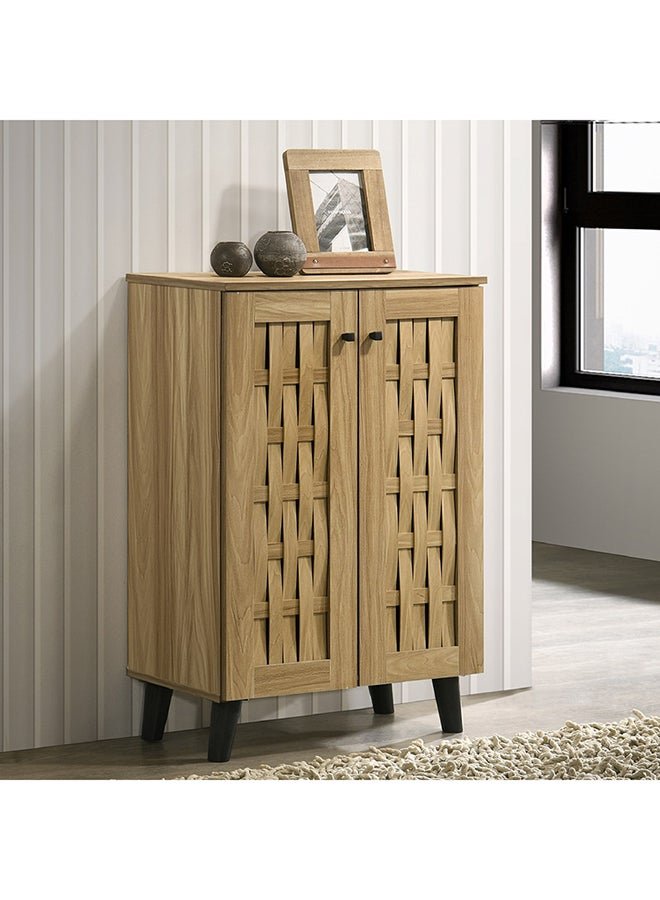 Home Box Verona 12-Pair Shoe Engineereing Wood Cabinet with 2 Doors Brown 60 x 91 x 32 cm