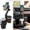 Motim 3 IN 1 Car Holder Phone Mount with Cup Holder, Multi-Functional Car Cup Holder Expander, 360° Rotating Adjustment Car Phone Mount Compatible with Most Smart Phones