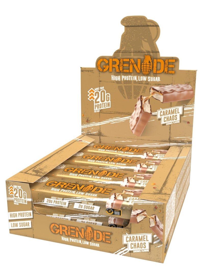 Grenade High Protein Bar 12x60g, Caramel Chaos 20G protein