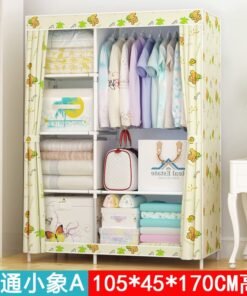 Self-Pickup Simple Wardrobe Fabric Wardrobe With Reinforced Steel Frame, Single-Person Storage, Dustproof