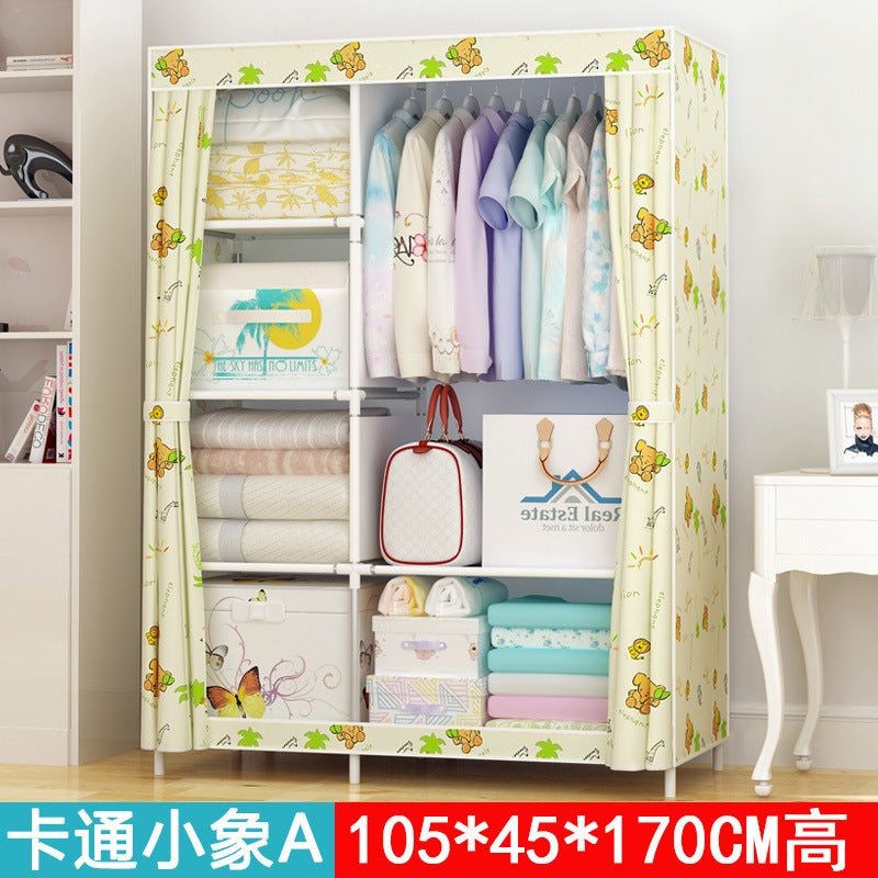 Self-Pickup Simple Wardrobe Fabric Wardrobe With Reinforced Steel Frame, Single-Person Storage, Dustproof