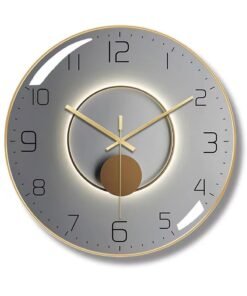 Qiccijoo Wall Clock,3D Curved Glass Large Wall Clock,12-inch Silent Non-Ticking Round Classroom Clock, Battery Operated Easy to Read Decorative Wall Clocks,Stylish Kitchen Wall Clock(Grey)