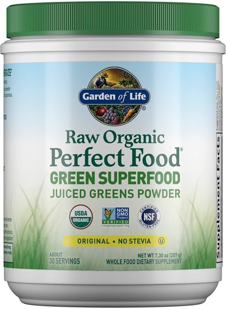Garden of Life Raw Organic Perfect Food Green Superfood Juiced Greens Powder ( Original - No Stevia ) 30 Servings - ( 207 g)