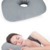 vocheer Ear Piercing Pillow for Side Sleepers, Donut Pillow with Hole for Ear Protection, Soft & Breathable Pillow for New Piercings Surgery & Injuries, Light Grey