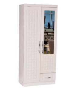 ALWASIT HOME 2 Door Wooden Wardrobe Cabinet Cupboard Engineered Wood Perfect Modern Stylish Heavy Duty With Mirror