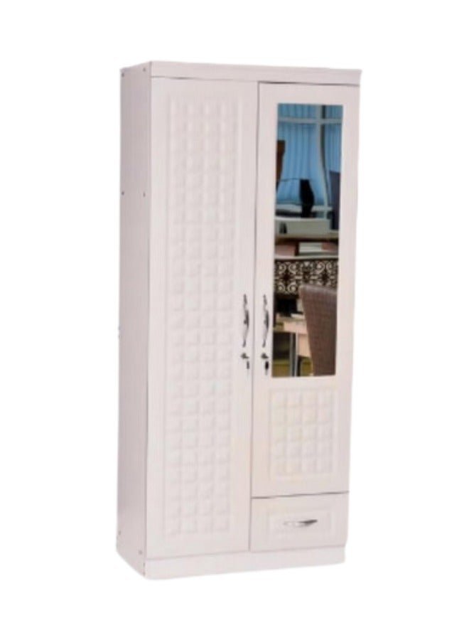 ALWASIT HOME 2 Door Wooden Wardrobe Cabinet Cupboard Engineered Wood Perfect Modern Stylish Heavy Duty With Mirror