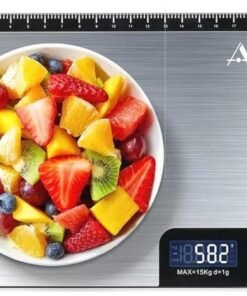 Adak Digital Kitchen Scale, Stainless Steel for Baking & Cooking Healthy Food, 15Kg Capacity, Measures in Grams and Ounces 6 Units Conversion, Water Proof