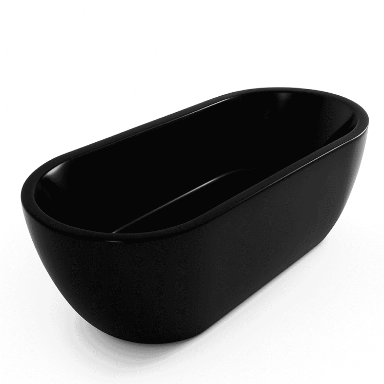 Matte black acrylic free standing bathtub 170x80cm
