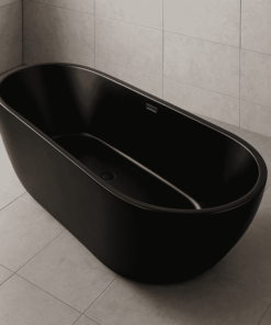 Alternative view of Matte black acrylic free standing bathtub 170x80cm