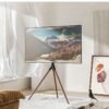 FlashHawk Floor TV Stand with 180° Swivel, VESA 600x600mm for 32-65" Screen Mounts | Steel & Beech Modern Design | Non-Slip Tripod Base​ - Black