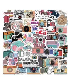 50 Pcs Camera Stickers Decorative Decals Waterproof Vinyl Gifts for Car Scrapbook Laptop Water Bottle Luggage Adults Boys Girls