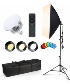 Pikengenus Softbox Lighting Kit, 150W Continuous Photography Lighting Kit with 50cmx70cm Soft Box | 3200K-6500K E27 LED Bulb, Photo Studio Lights Equipment for Camera Shooting, Video Recording