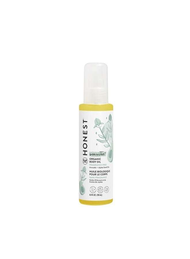 The Honest Company Organic Body Oil | Gentle for Baby | Fragrance Free, Plant-Based, Hypoallergenic | 4.0 fl oz