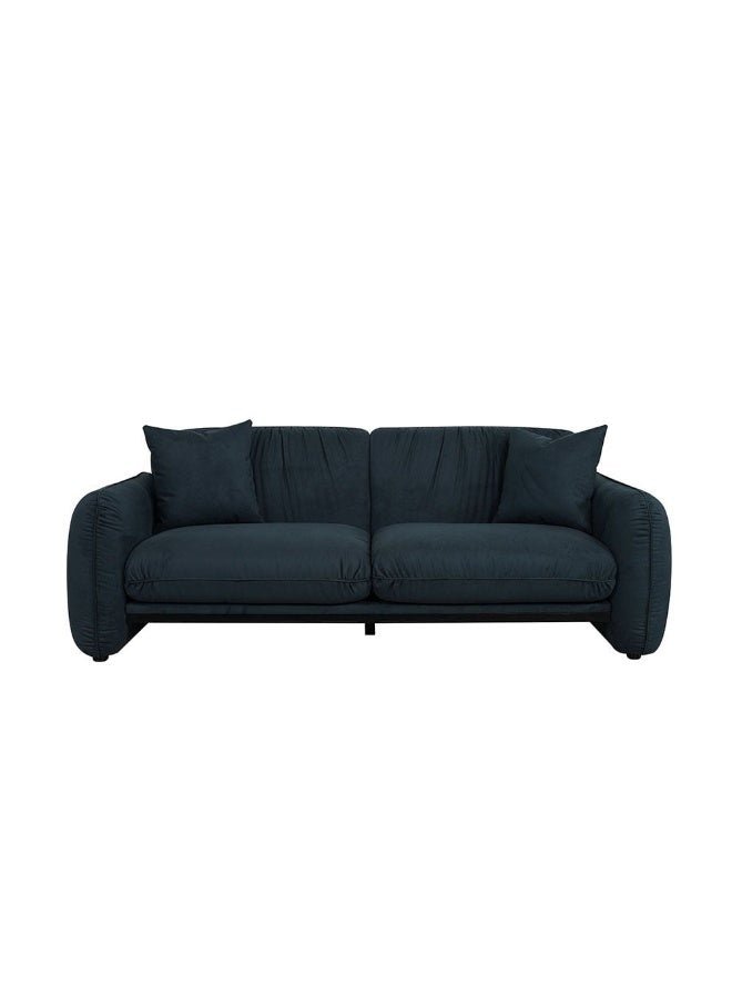 DANUBE HOME Edilbert 2-Seater Fabric Sofa in Teal Blue - Stylish & Durable Solid Wood Frame, Luxurious Upholstery, Includes 2 Scatter Cushions, 2-Year Warranty,