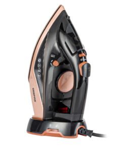 GEEPAS Steam Iron Cord and Cordless Use, Ironing Box with Ceramic-Coated Soleplate and Self-Cleaning Function/ Comfortable Handle and Handy Design with Multiple Functions/ 350 ml Water Tank, Suitable for All Kinds of Fabric 350 ml 2200 W GSI7785 Rose Gold and Black