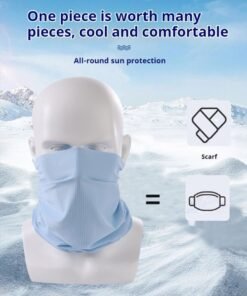 Alternative view of AuliceVerse 4-piece set of sun and UV protective headwear, summer breathing silk ice scarf, scarf, magic, men's and women's neck sleeves, outdoor headscarf, suitable for cycling, skiing, fishing, and hiking