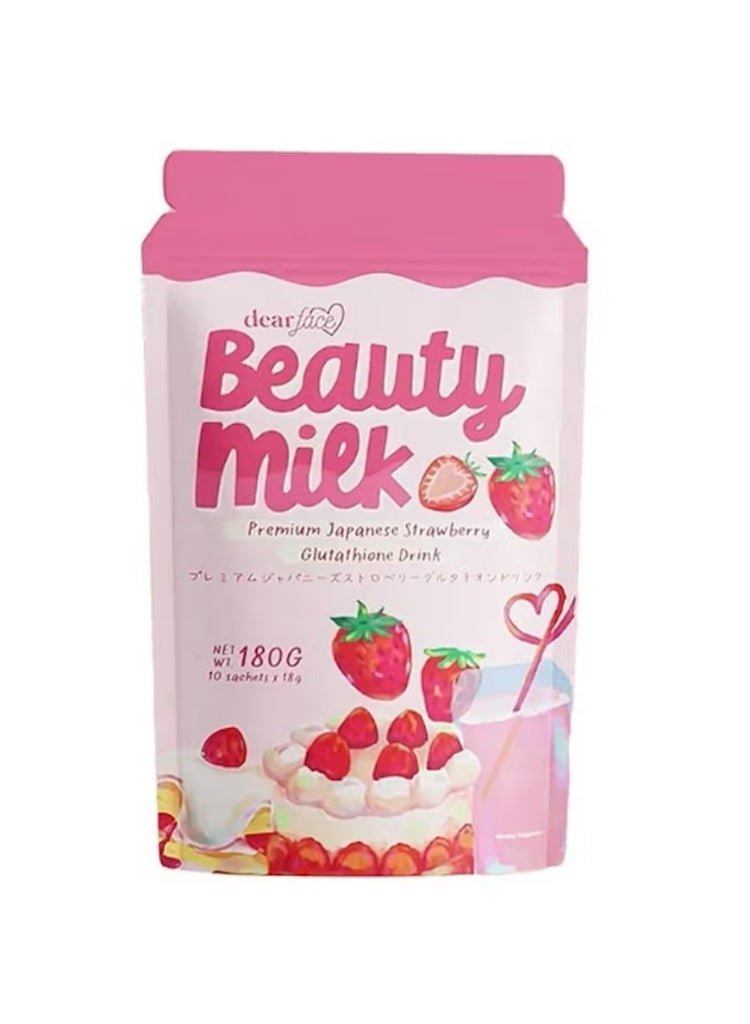 Dear Face Glutathione Beauty Milk – Japanese Collagen Drink for Skin Whitening – Strawberry, 180g