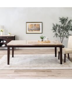 DANUBE HOME Brody Dining Table Rectangular Strong And Sturdy Kitchen Table 8 Seater Table Modern Design Desk Furniture For Home Dining Room 210.19x110.49x79.38 cm Beige/Dark Walnut