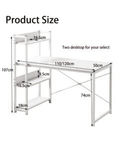 FAMAPY 4-layer Bookshelf Storage Study Desk Reversible Storage Layer Office Table for home office, Computer desk for workstation