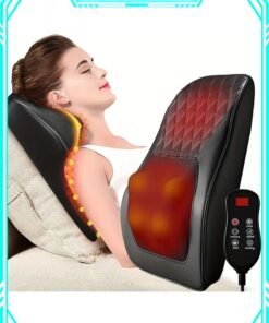 EzzySo Back Massager With Heat 3D Kneading Massage Pillow For Back Neck Shoulder Leg Pain Relief Deep Tissue Ideal For Home Office and Car Use