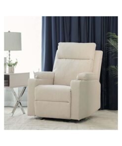 Danube Home Taylor 1 Seater Fabric Power Recliner With Massage Options & Cup Holder Modern Design One Seat Relaxing Chair Comfortable Living Room Furniture L 77 x W 84 x H 104 cm Cream