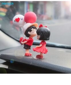 PAMEER Lovely Car Couple Car Ornament Car Interior Center Console Decoration, Cute Couple Car Dashboard Decor, Cartoon Car Dashboard Decorations with Balloon Car Fashion