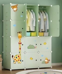 XiuWoo 12-Cube Portable Kids Closet Children's Foldable Portable Wardrobe Collapsible Plastic Baby Clothes Large Storage Cabinet Bedroom Nursery Armoire Quick Install