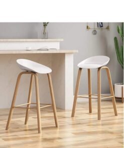 Wooden Twist Bar Stool With Bamboo Seat Stylish And Eco-Friendly Cafe, Studio, And Home Bar Stool