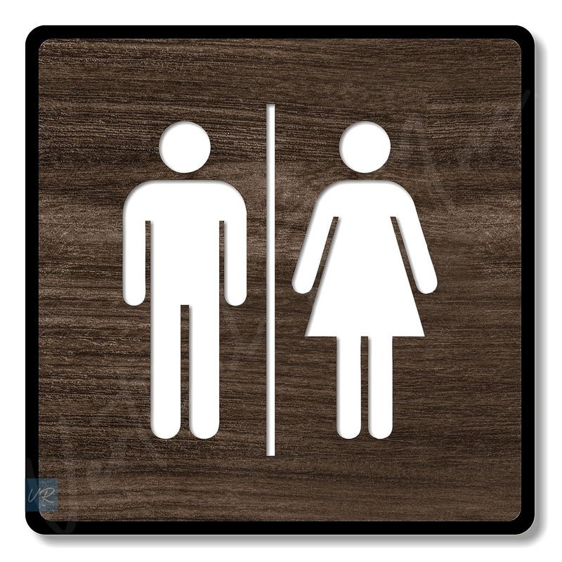 Vertical Root Inc WASHROOM Room Sign 6 INCH * 6 INCH Self-Adhesive Sign for Business Office Corporate Hotel, Company Factory, Club, Commercial Mall Hospital College School