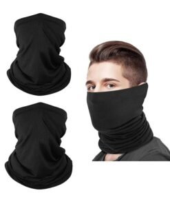 Depend 2 Pieces Sun UV Protection Face Mask Breathable Outdoor Cycling Neck Scarf Set Black
