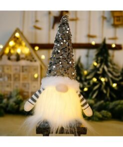 AUTOYSUR Light-Up Christmas Gnome, Plush – Grey