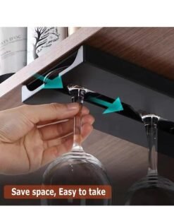 Alternative view of 2 Pack  Glass Cup Holder Under Shelf or Cabinet Punch-free Glass Rack Plastic Stemware Rack Glassware Drying Storage Hanger for Kitchen and Restaurant