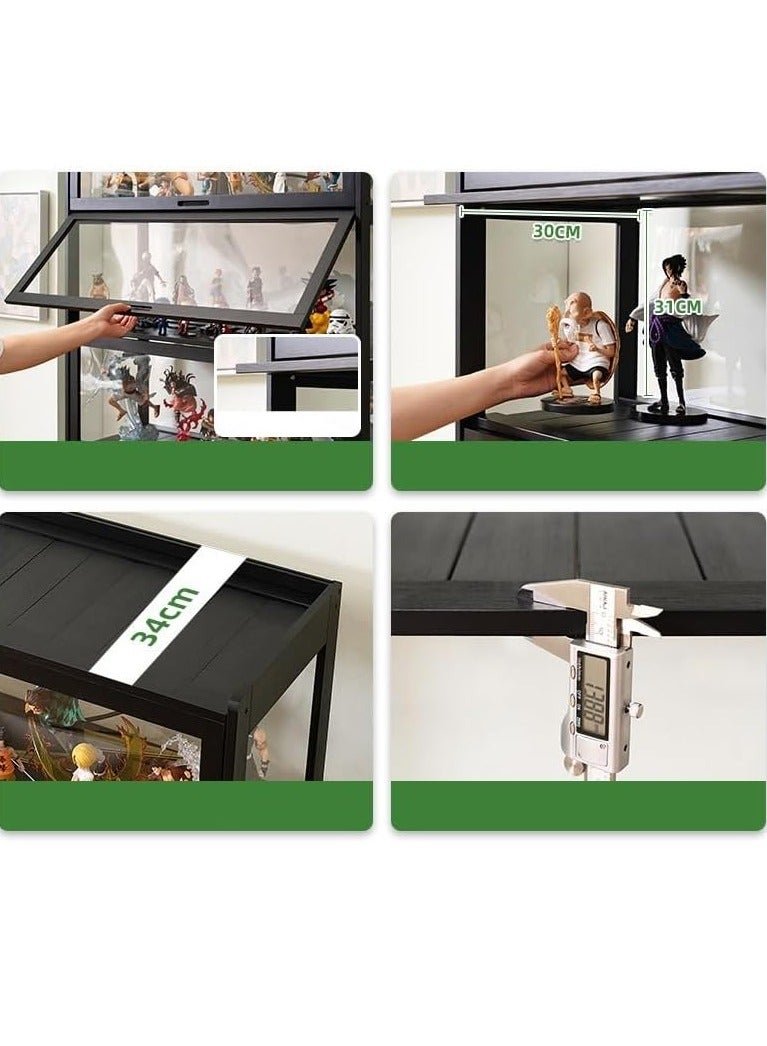 Rubik Display Showcase Cabinet with Acrylic Window Doors & All Sides Transparent For Action Figures, Toys, Awards, Collections Black - Image 2