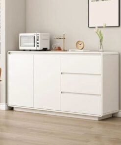 C&C Home Multipurpose Use Modern Design Storage Cabinet Durable Wood Chest of Drawers Household Storage Rack Spacious Storage Display Rack Organizer with 2 Doors for Living Room Dining Room 120x40x80 cm