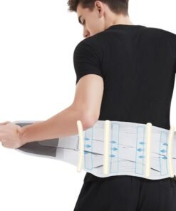 GROIC Back Brace Lumbar Support Belt for Lower Back Pain Relief, Breathable Back Support Belt with 4 Metal Support Stays for Heavy Lifting, Work and Exercise, Men and Women, L