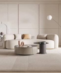 Comfynest European Style Velvet Couch - Modern Round Fabric Soft Curved Sofa for Living Room