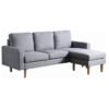 Karnak L-Shaped Sectional Sofa, Wood Legs Modern Corner Sofa Convertible For Studio, Living room furniture Color (Light Grey)