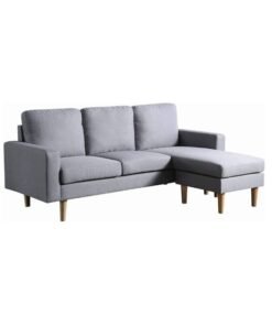 Karnak L-Shaped Sectional Sofa, Wood Legs Modern Corner Sofa Convertible For Studio, Living room furniture Color (Light Grey)