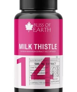 Bliss of Earth Milk Thistle Capsules Liver Support Supplement 60 Count  500mg Pure Extract Per Serving Organic  Non GMO  500mg Vegan Friendly