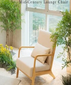 C&C Home Multifunction Mid Century Modern Armrest Side Upholstered Accent Chair Cushioned Sofa Chair Retro Chair with Arm for Office Reception Hall Living Room Garden Balcony Yard Poolside 60x73x70 cm