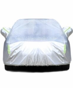 EzzySo Multi-Layers Car Cover Waterproof All Weather for Automobiles, Outdoor Full Cover Windproof, Sand proof, Rain proof, UV proof Car Covers with Zipper Door Car Protection White