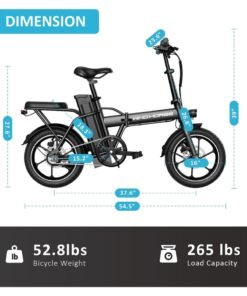 Alternative view of Wind Horse Folding Electric Bike with 350W High Speed Motor, 36V 8AH Battery, 40 KM/H Speed, 35 KM Range, Dual Disk Brakes, Carbon Alloy Frame and 16-Inch Tires, Portable Electric Bike with Dual Seat