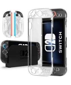 SJet Clear Dockable Case for Nintendo Switch 2, Carrying Protective PC Case, Soft TPU Grip Cover for Joy-Con, Grip Cover with Shock-Absorption, Anti-Scratch