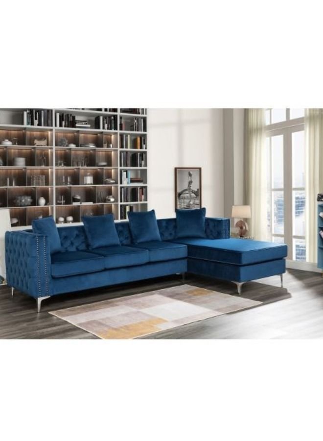 Maharat Al Bahar Regal Modern Luxury Fabric Sofa Set 4 Seater Blue 260X90X80