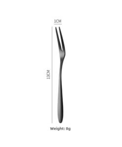 304 Stainless Steel Fruit Fork Salad Fork Creative Two-Tooth Cake Fork Western Food Dessert Sign Hotel Supplies Tableware-Specifications: Charming Black Fork