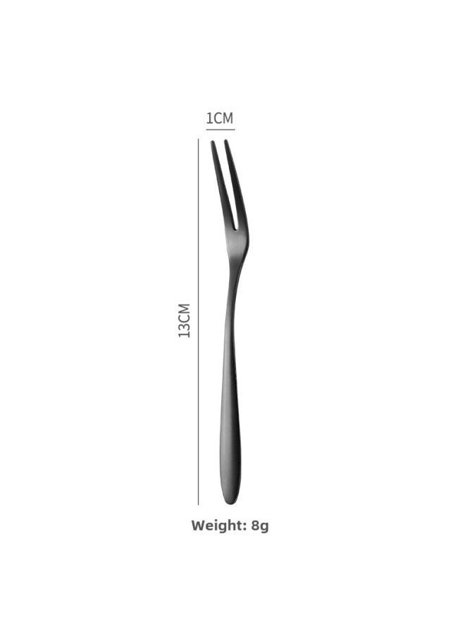 304 Stainless Steel Fruit Fork Salad Fork Creative Two-Tooth Cake Fork Western Food Dessert Sign Hotel Supplies Tableware-Specifications: Charming Black Fork