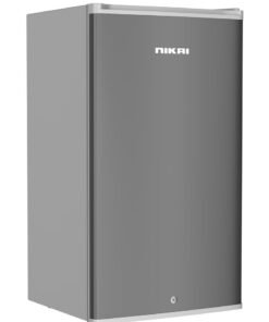 NIKAI 130L Gross / 90L Net, Single Door Mini Refrigerator, Chiller And Veg. Compartment, 2 Glass Shelves And Bottle Storage Racks, Compact Small Size Beverage Fridge, Child Lock, Best For Home, Office, Bedroom 281 kW NRF130SS1 Dark Silver/ Grey