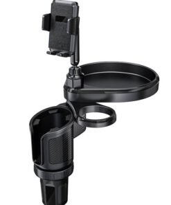 Super ZYouth 4-in-1 Car Cup Holder Tray Adjustable Food Table Tray for Car with 360° Rotatable Phone Holder Extra Beverage Cup Holder 4 Expandable Bases for Stability Road Trip & Car Travel Essentials